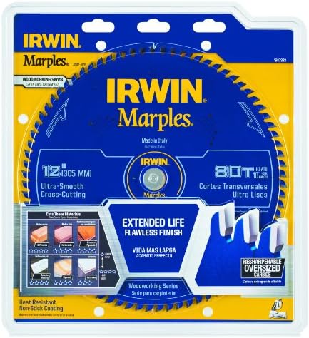 Irwin Tools 1807384 Marples a laser corte de 12 polegadas de 80 polegadas de 8 dente-alternate dente lâmina de serra circular