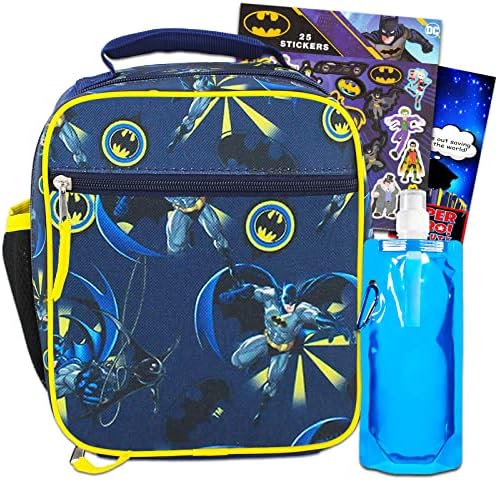 Conjunto de lancheiras do Batman Fast Batman - Batman Lanch Box para meninos, garrafa de água, clipe de mochila, adesivos,