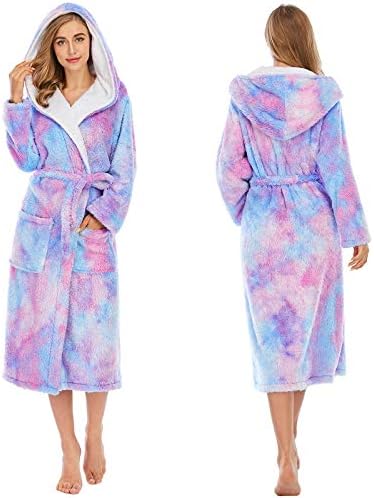 CuJux novas camisolas mulheres mulheres coloridas lã de coral colorido bolsos duplos de túnica de capuz largo com capuz largo de roupões de banheira
