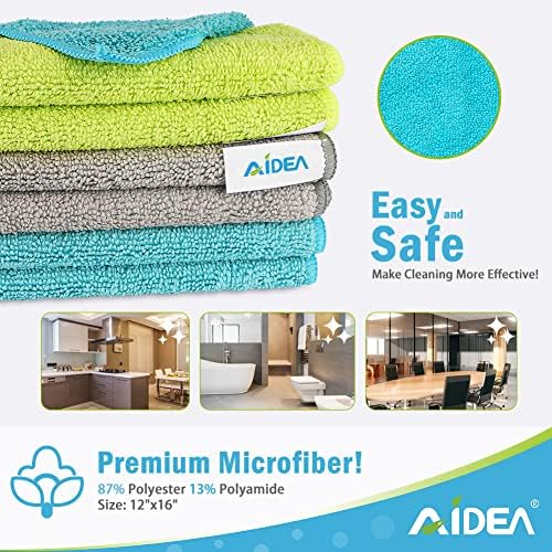 Panos de limpeza de microfibras AIDEA-12pk, mais macios altamente absorventes, sem fiapos grátis para casa, cozinha,
