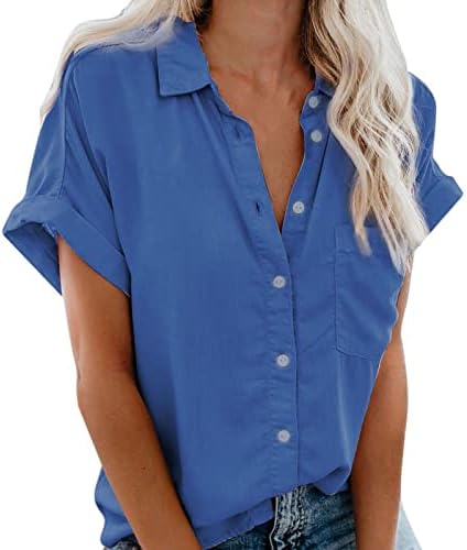 Moda de moda causal camiseta virada de gola de gola blusas