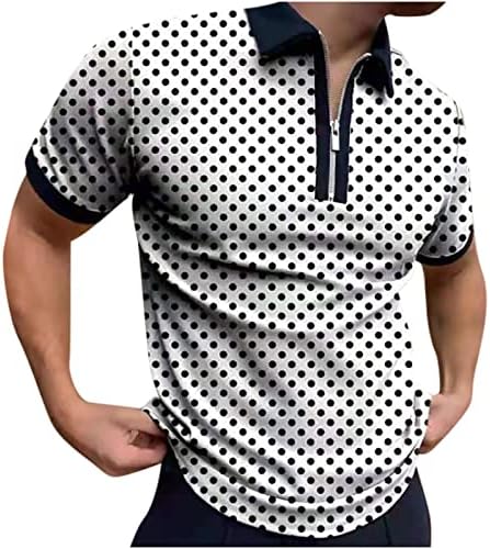 Qtocio masculino de manga curta masculina camisetas de quarto zip casual slim fit mock pesco