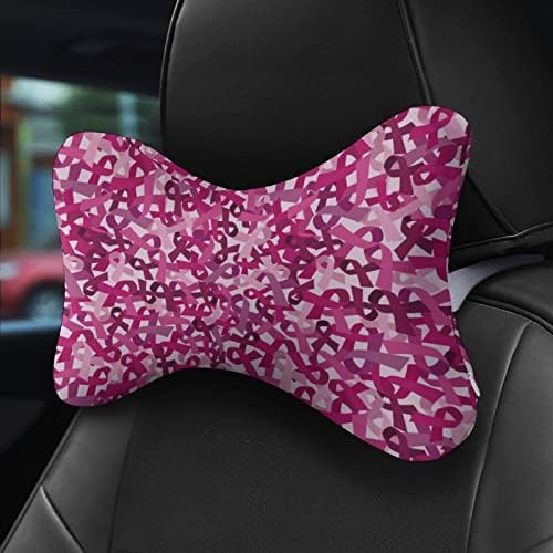 Câncer de mama Consciência de fita rosa Coloque travesseiro de pescoço de carro macio Pillow Pillow Rest Cushion Packow 2 para