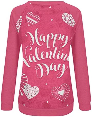 Womens Love Heart Sweatshirt Gráfico de manga longa Love Letra de coração Impressão Sorto de moletom Tops Blouse