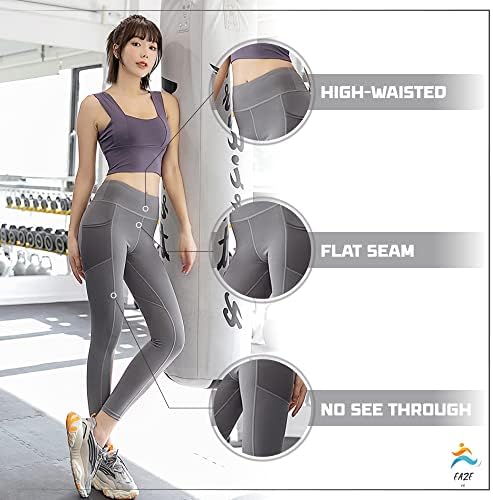 Eaze Fit Control Controle Quick Dry Lightweight Leggings de treino respirável para mulheres calças de ioga com bolsos