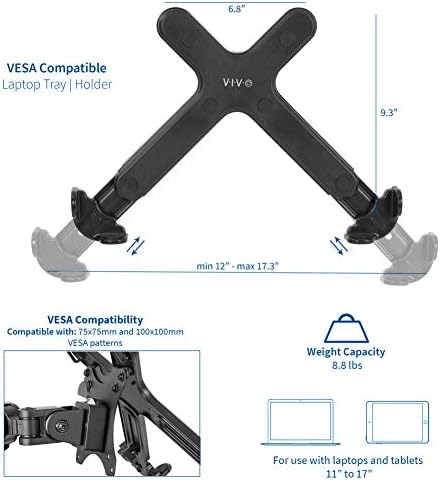 VIVO ajustável de 11 a 17 polegadas laptop apenas para armas de monitor compatível com vesa, adaptador de notebook para montagens de monitor VESA até 100x100mm stand-lap4