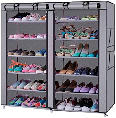 Rack de sapatos, rack de sapatos altos de 6 camadas - rack de sapatos estreitos com caixa de armazenamento, rack de
