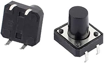 X-Dree 5pcs 12mmx12mmx12mm PAPIL PCB Momentário de contato cilíndrico Botão preto Chave 4 terminais (5 unids 12mx12mmx12mm