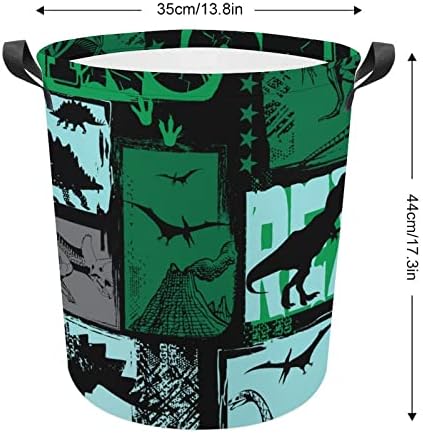 Grunge T-Rex Inossaur Leundry Basket com alças redondas cestas de armazenamento de lavanderia dobrável para o banheiro