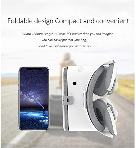 E fone de ouvido Peiloh VR compatível com iPhone de 4,7-6,2 polegadas para iPhone e Android, fone de ouvido de realidade virtual com fones de ouvido sem fio 3D VR Goggles para filmes IMAX e jogos de papelão, suave e confortável
