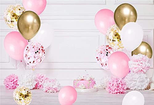 60pcs kit de balões brancos de ouro rosa Balões de confetes de ouro rosa de 12 polegadas para o noivado de noivado de casamento do chá de bebê de aniversário de bebê decorações de festas