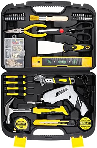 Conjunto de ferramentas do proprietário do Dowell 136 peças kit geral de ferramentas domésticas com caixa de armazenamento de caixa de ferramentas plásticas