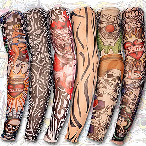 Yariew 6pcs mangas temporárias de tatuagem+yariew 20pcs de cor sólida feminina faixas para mulheres