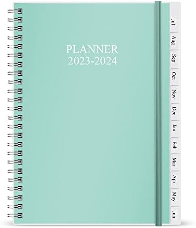 2023 Planner - Planejador semanal e mensal acontece de julho de 2023 a junho de 2024, 6,25 x 8,25, 12 guias mensais, 14 páginas de notas, bolso interno, cobertura flexível com ligação de dois fios, cerceta