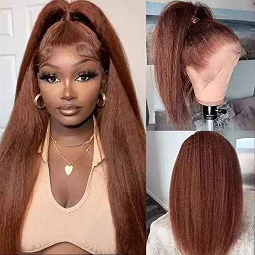 360 Lace Frontal Wig Chocolate marrom marrom reto hd transparente renda frontal perucas de cabelo humano para mulheres pré -arrancadas 30# yaki peruca reta 150% densidade 20 polegadas