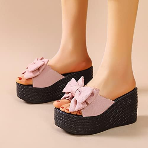 Plataforma da boca de peixe -arco chinelos de moda de pano de pano de pano casual casual sandálias abertas para mulheres