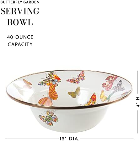 MacKenzie-Child Butterfly Garden Serving Bowl, Lares de servir de esmalte de 12 polegadas