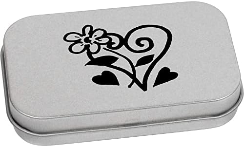 Azeeda 95mm 'Hearts & Flower' Metal Articled Lin/Storage Box