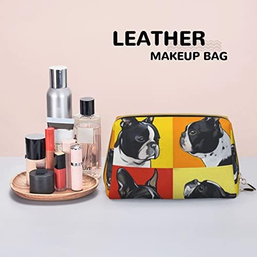 Aseeleo fofo pug pequeno bolsa de cosmética de couro portátil bolsa de maquiagem portátil sacos de cosméticos para mulheres bolsa de bolsa de maquiagem bolsa de higiene saco de acessórios digitais