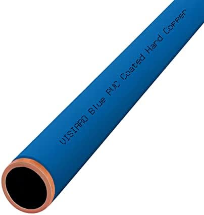 Visiaro Blue PVC revestido de tubo de cobre, 10 pés, diâmetro externo de 3/4 de polegada, espessura da parede 10 SWG, revestimento