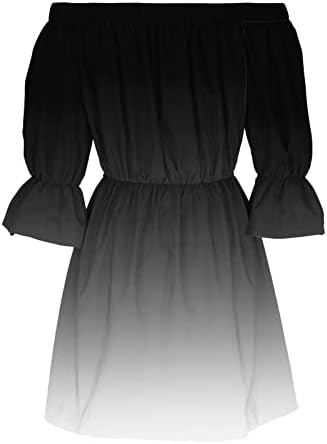Vestidos de verão femininos de lmdudan 2023 Off of ombro manga de cor de cor sólida vestido de mudança de cor casual
