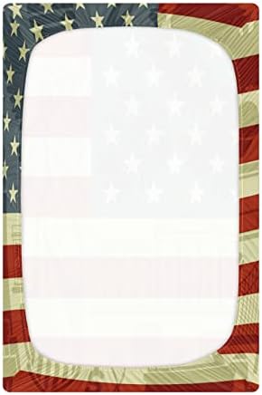 Bandeira dos EUA Folhas de berço para meninos pacote meninas e tocar lençóis super macios folhas de berço de berço para colchões de berço padrão de berço e criança lençóis de berço para meninos, 39x27in