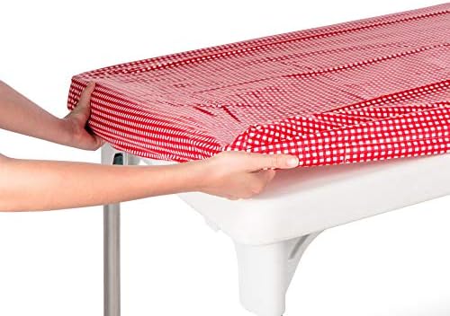 Toptablelecloth vinil toalha de mesa de mesa de plástico Toelas de mesa de quadrilhas vermelhas e brancas de mesa de