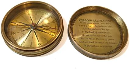Vintage Antique Brass Poem Compass, instrumento de navegação, design de navio para viajante e aluno