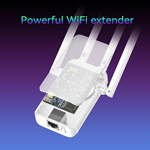 O WiFi Extender cobre até 8000 pés quadrados e 45 dispositivos, reforço da Internet com porta Ethernet, alcance mais longo