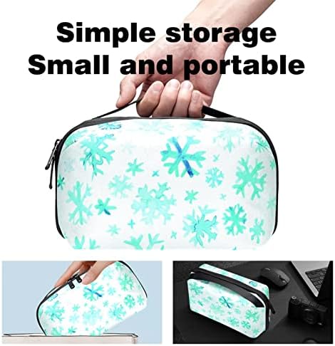 Organizador eletrônico, Doodle Watercolor Snowflakes Small Travel Cable Organizador de transporte, bolsa de estojo técnico compacto