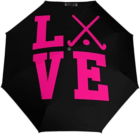 Love Hockey 3 Folds Umbrella Umbrella Anti-Uvrove Guarda Automática Automática da moda