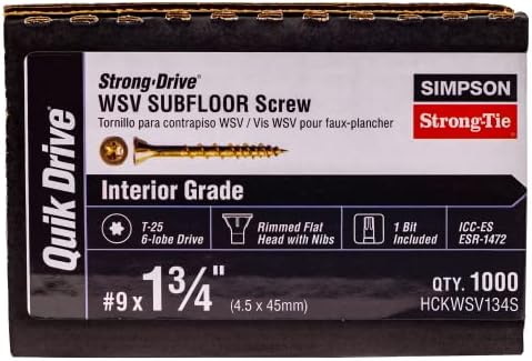 Simpson HCKWSV134S STRILT-DRIVE® WSV Subf parafuso- 9 x 1-3/4 pol. T25, zinco amarelo