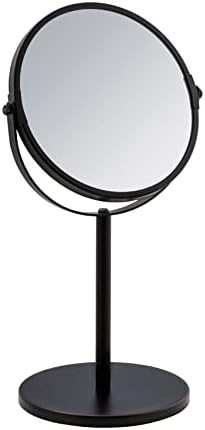 WENKO ASSISI Cosmético Espelho em pé Diâmetro de 17 cm Black-espelho de maquiagem giratório com 3x de ampliação do espelho da superfície Diâmetro 16 cm 300% Aço de ampliação 18,5 x 34,5 x 15 cm preto preto