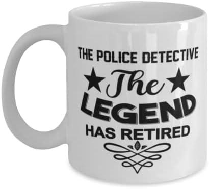 Detetive da polícia Caneca, a lenda se aposentou, idéias de presentes exclusivas para o detetive da polícia, copo de chá de caneca