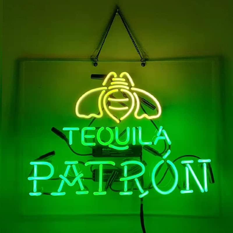 Rong neon fty tequila cerveja sinais de neon de vidro real sinais de barra de neon para casa de festas de barra de cerveja em casa Sala de recreação da caverna sala de recreação da sala de casa janela de parede exibir sinais de luz de neon 19x15, verde, amarelo