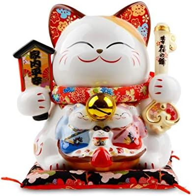 Myingbin porcelain piggy banco cerâmica lucky gat ornament feng shui decoração atrair paz e felicidade, 25 × 23 × 25 cm