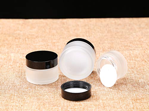 15ml /0,5 oz, 60 pacote de vidro transparente vazio com revestimentos e tampas internas, potes de vidro redondos,