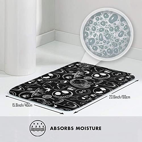 Tapetes de banho de Natal assustadores carpete preto 15,75x23.62 polegadas Tapetes de banheiro Decoração engraçada de banheiro