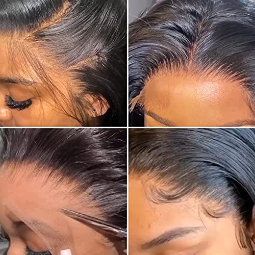 Perucas de cabelo humano reto para gelo para mulheres negras de densidade de 150% de 150% 13x4 HD Wigs frontal de cabelos humanos pré -arrancados com cabelos de cabelos de bebê de cabelo natural 32 polegadas