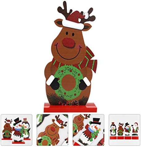 PretyZoom Christmas de madeira estatueta de veado desktop ornamento natal decoração de desenho animado Toy artesan