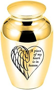 YHSG Little Angel Wings Human/Pet Metal Ligan Urn Urn Sovevenir Jewelry Box, Ouro, 45x70mm