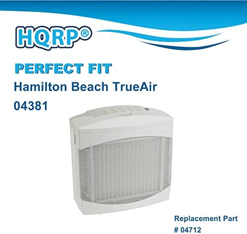Filtro de pacote HQRP 2 compatível com Hamilton Beach 04712, 04381, RHB04712M, RHBO4712 Filtros de purificador de ar, item de substituição, encaixa as clínicas de ar para 210 pés quadrados.