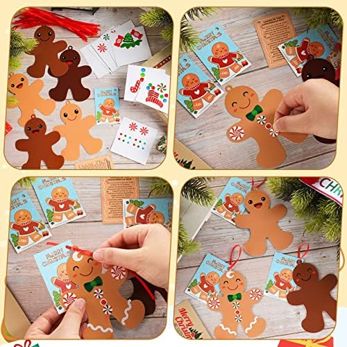 45 sets de Natal Gingerbread Man Craft for Kids Christmas Gingerbread Man Ornament Self adesivo Artesanato de Natal Pão de gengibre