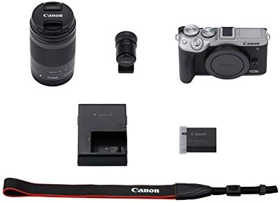 Câmera de espelho Canon [EOS M6 Mark II] para vlogging + EF-M 18-150mm Lente + Kit EVF | Sensor CMOS | Dual Pixel CMOS Auto Focus | Wi-Fi | Bluetooth | Vídeo 4K, prata