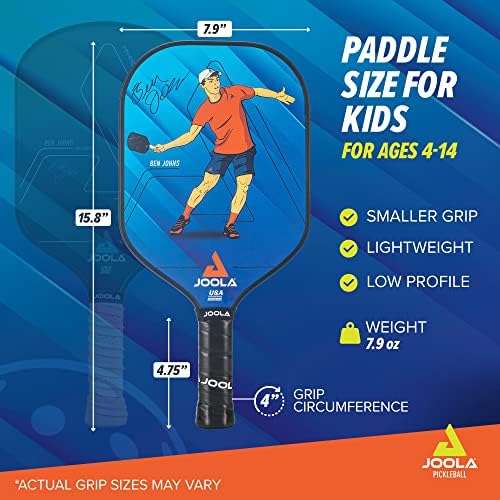 Joola Kids Pickleball Paddle - Rapa de bola de pickleball juvenil para crianças - raquete de bola de picles leve com