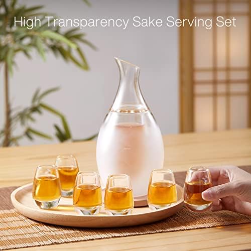 Casos de jogo de saquê Zens, copos de saquê de 8,5 onças com 6 xícara de Saki para vinho japonês mais quente ou frio com conjuntos