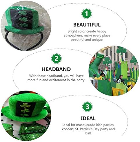 Nuobesty Greenery Decor 4 PCs Patrick Day Hat para a cabeça Mini Shamrock Hat Hair Hoop Green Trena -alcane do dia irlandês Capacete