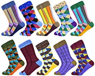 Renslat 10 pares de meias masculinas e femininas Presentes coloridos Meias de algodão para homens e mulheres, meias casuais