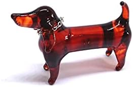 Mini Mini Brown Dachshund Dog Blown Glass Art Animal Cool Cool Figuras Figuras Ornamento Miniatura Idéias para Presentes