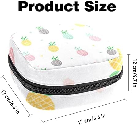 Bolsa de armazenamento de guardanapos sanitários de Oryuekan, bolsas de zíper menstrual reutilizável portátil, bolsa de armazenamento de tampões para mulheres meninas, abacaxi de cartoon frutas coloridas